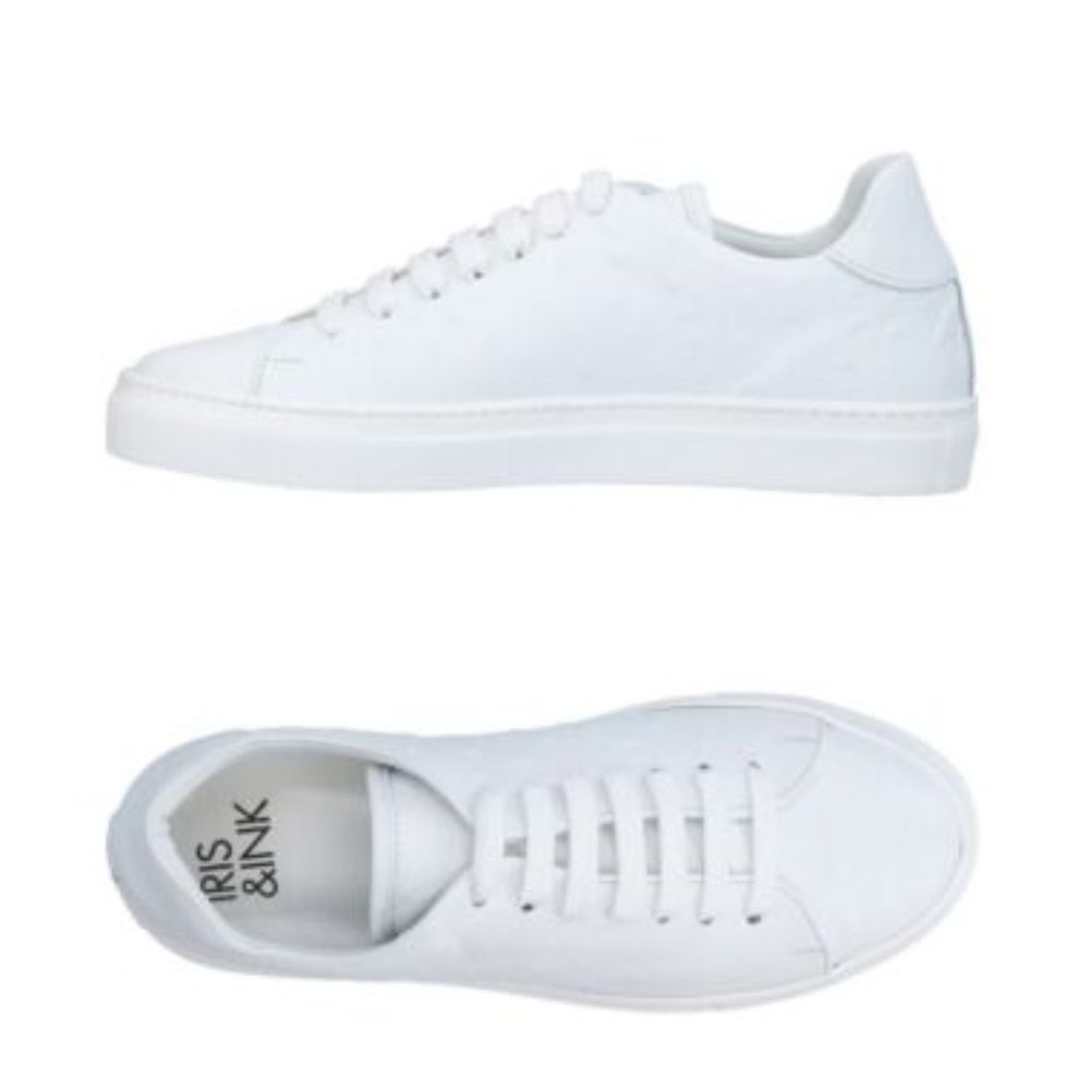 IRIS & INK leather low-top sneakers ostrich embossed